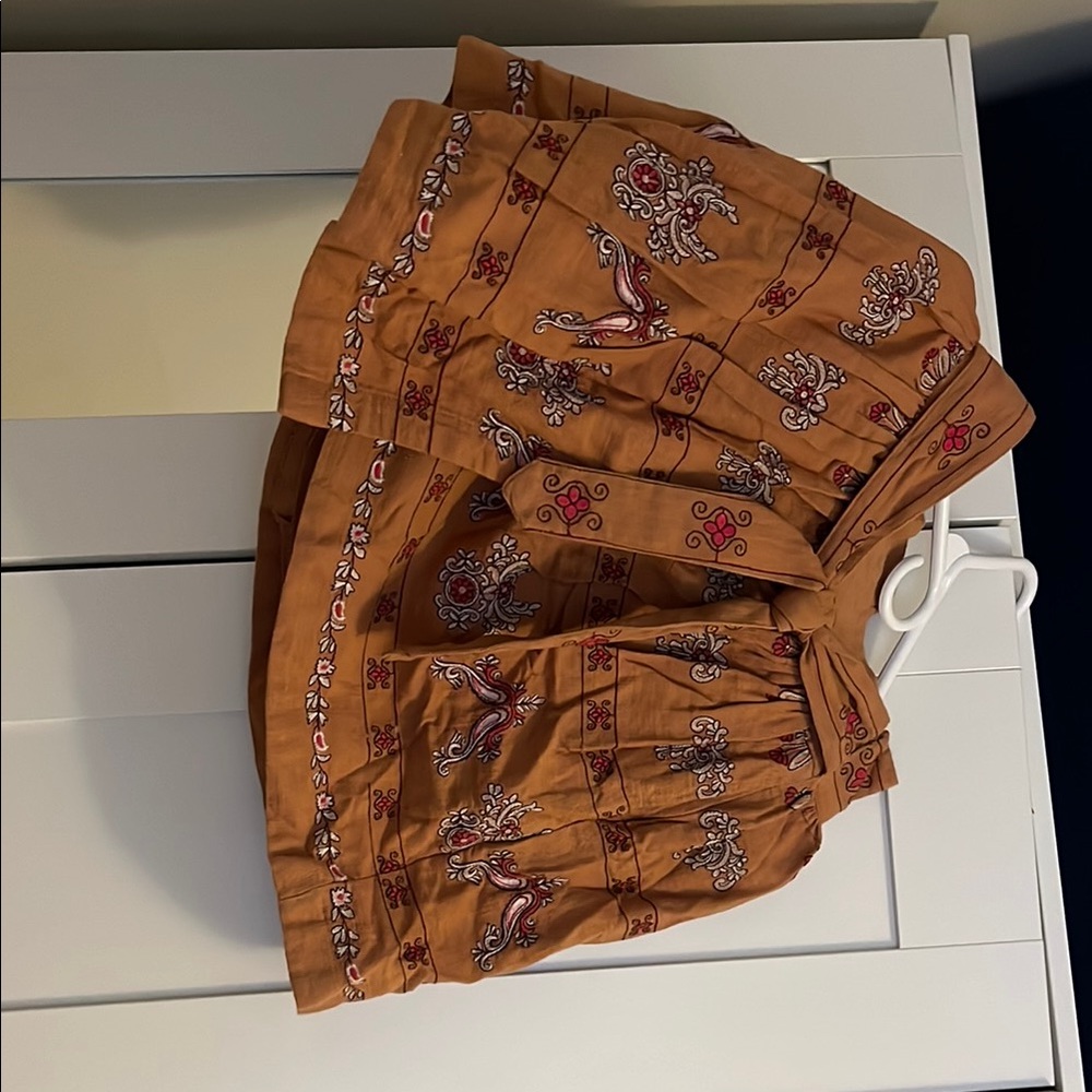Bohemian Brown Skirt with Paisley Print